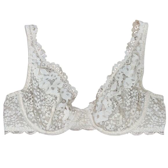 Victorias Secret Body by Victoria Unlined Demi Ivory Lace Bra Size 34C - Picture 1 of 12
